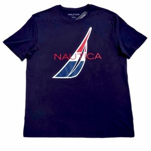 Nautica men's t-shirt L navy blue logo new